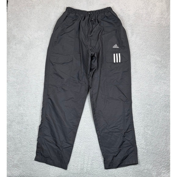 adidas Other - Vintage Adidas Mens XL Black Nylon Cargo Track Pants 3 Stripe Windbreaker 90s
